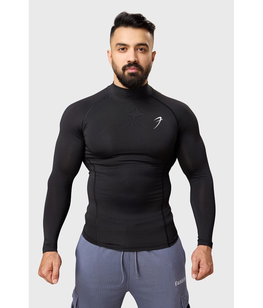     			Fuaark Black Polyester Slim Fit Men's Compression T-Shirt ( Pack of 1 )