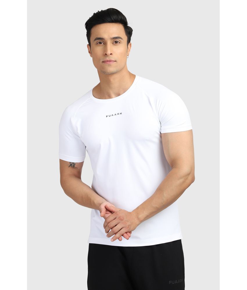     			Fuaark Off-White Polyester Slim Fit Men's Sports T-Shirt ( Pack of 1 )