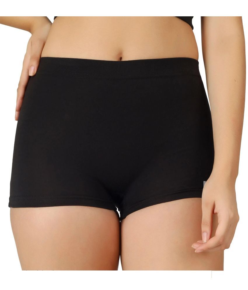     			Leavess Cotton Lycra Cut-Offs - Black