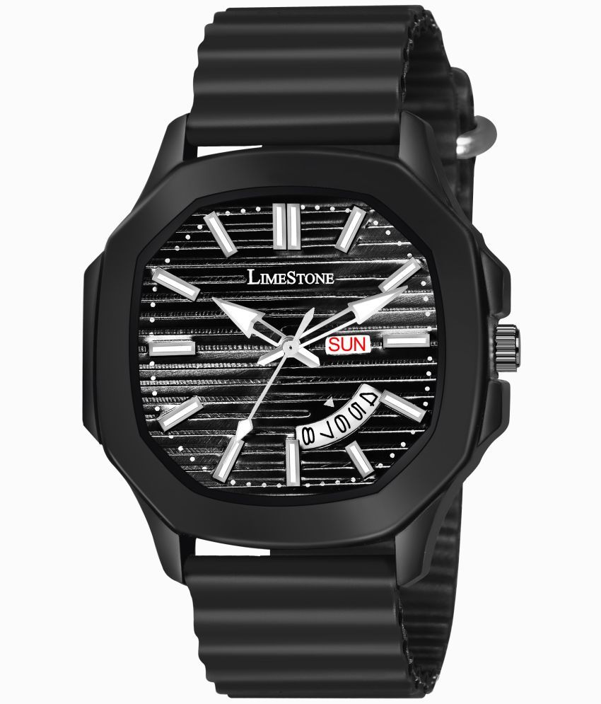     			LimeStone Black Silicon Analog Men's Watch