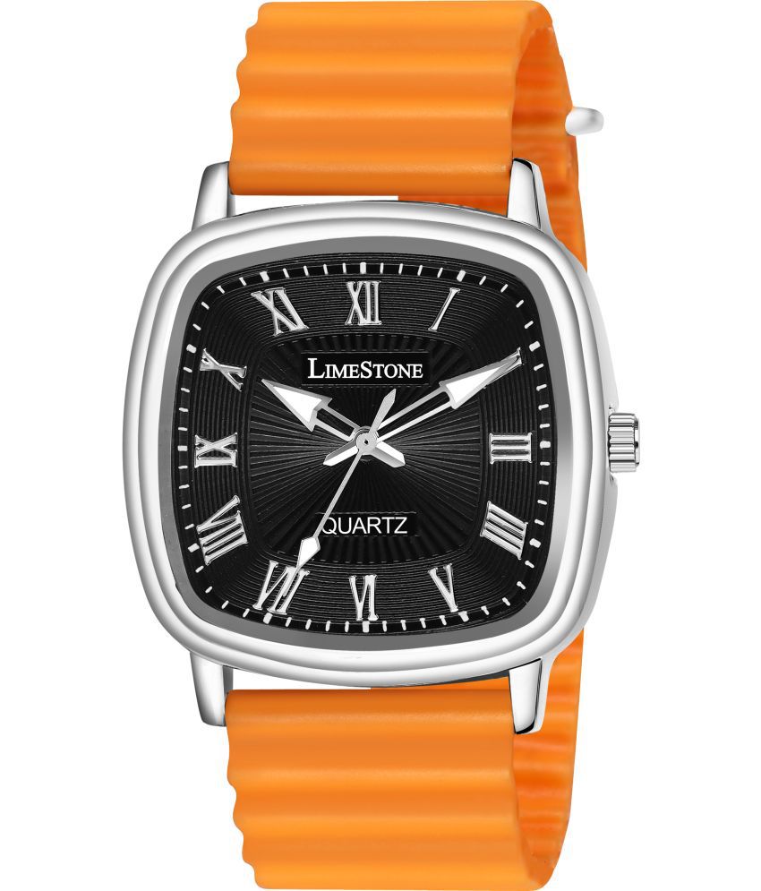    			LimeStone Orange Silicon Analog Men's Watch