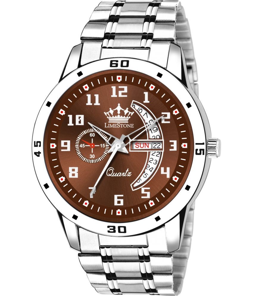     			LimeStone Silver Metal Analog Men's Watch