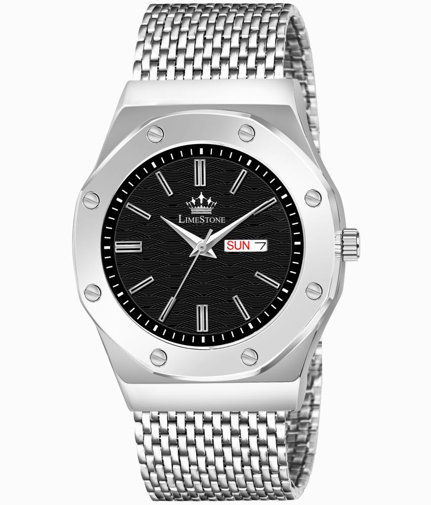     			LimeStone Silver Stainless Steel Analog Men's Watch