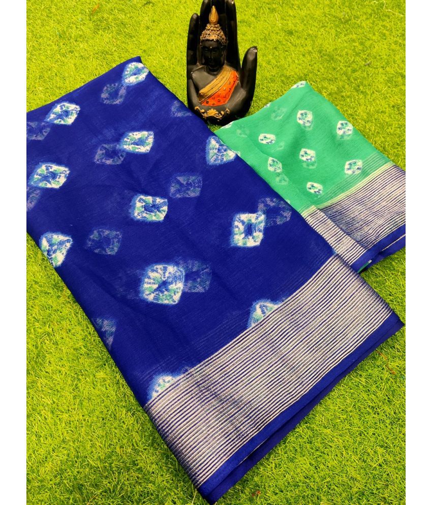     			NIKKARYA Chiffon Printed Saree With Blouse Piece - Navy Blue ( Pack of 1 )