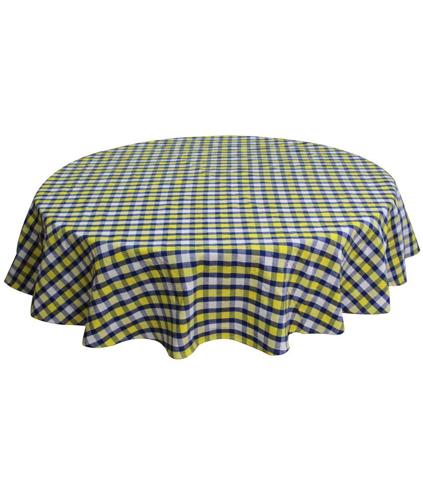     			Oasis Hometex Checks Cotton 2 Seater Round Table Cover ( 152 x 152 ) cm Pack of 1 Multicolor