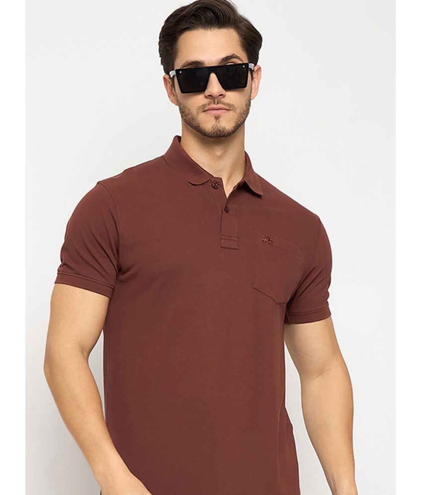     			98 Degree North Pack of 1 Cotton Regular Fit Solid Half Sleeves Men's Polo T Shirt ( Rust Brown )