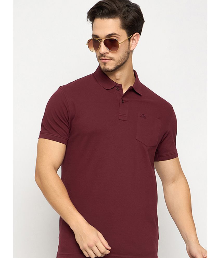     			98 Degree North Cotton Regular Fit Solid Half Sleeves Men's Polo T Shirt - Burgundy ( Pack of 1 )