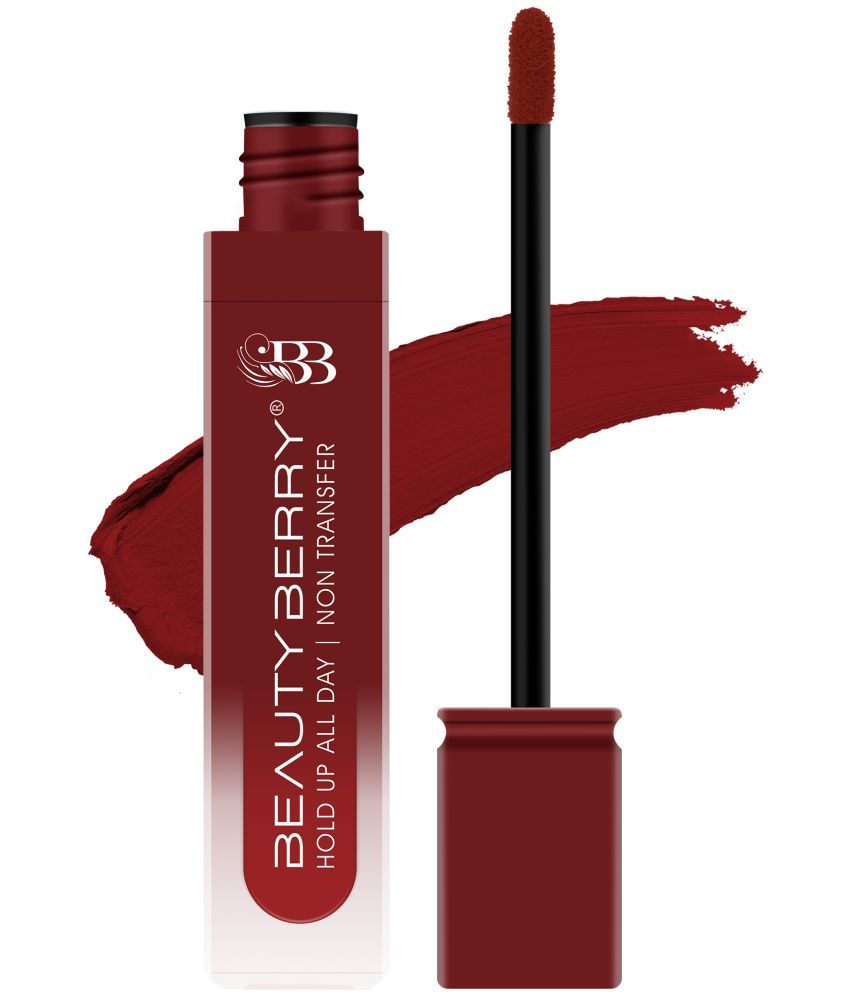     			Beauty Berry Hold Up All Day Non Transfer Matte Liquid Lipstick 7.5g, Red Boost (Shade - 01)