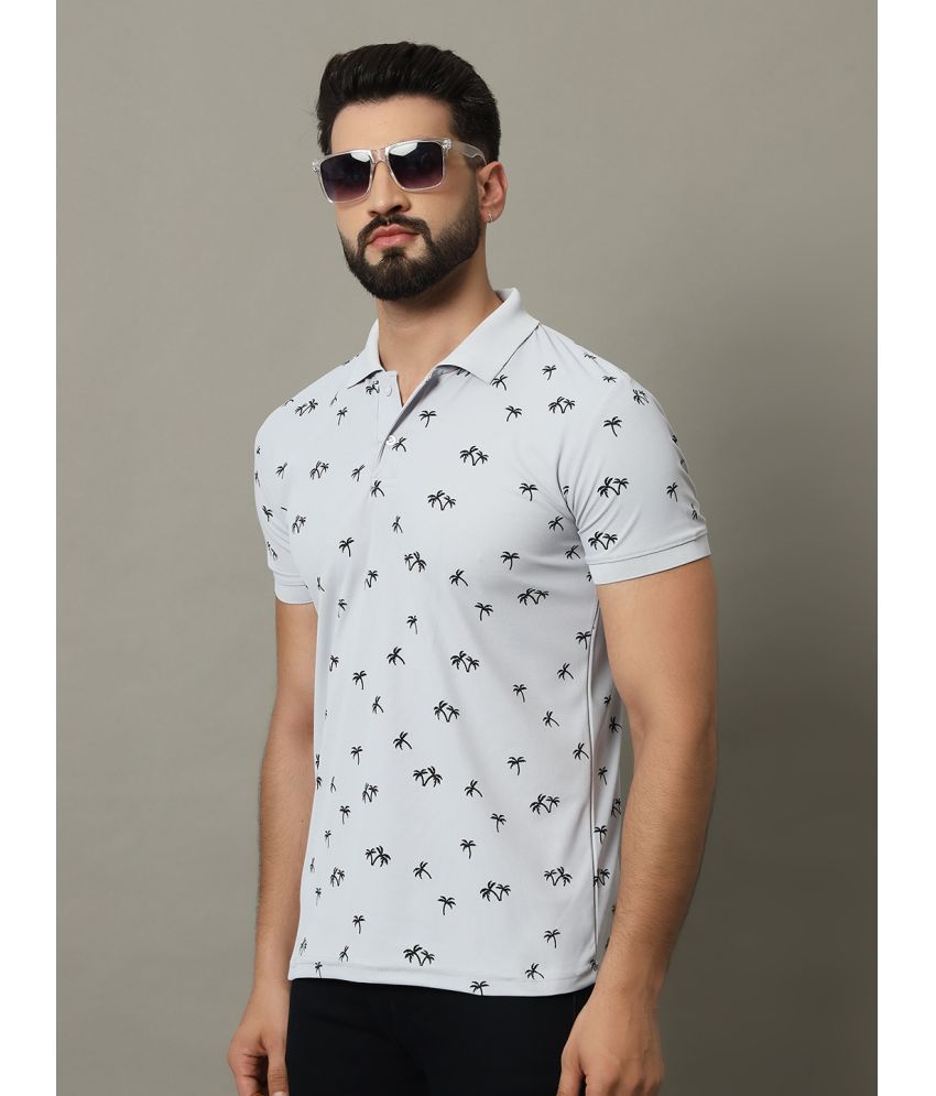     			DENNIN Cotton Blend Regular Fit Printed Half Sleeves Men's Polo T Shirt - Grey ( Pack of 1 )