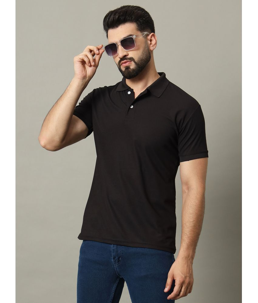     			DENNIN Cotton Blend Regular Fit Solid Half Sleeves Men's Polo T Shirt - Black ( Pack of 1 )