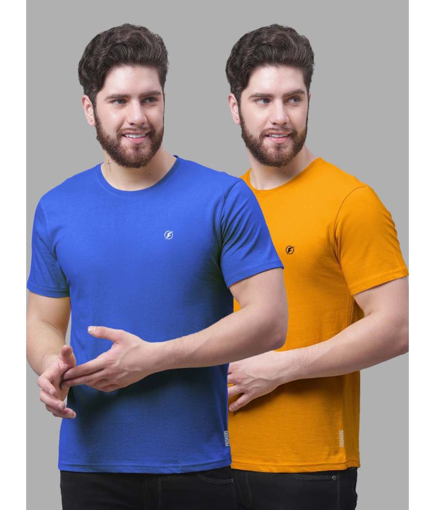     			Friskers Cotton Slim Fit Solid Half Sleeves Men's T-Shirt - Multicolor ( Pack of 2 )