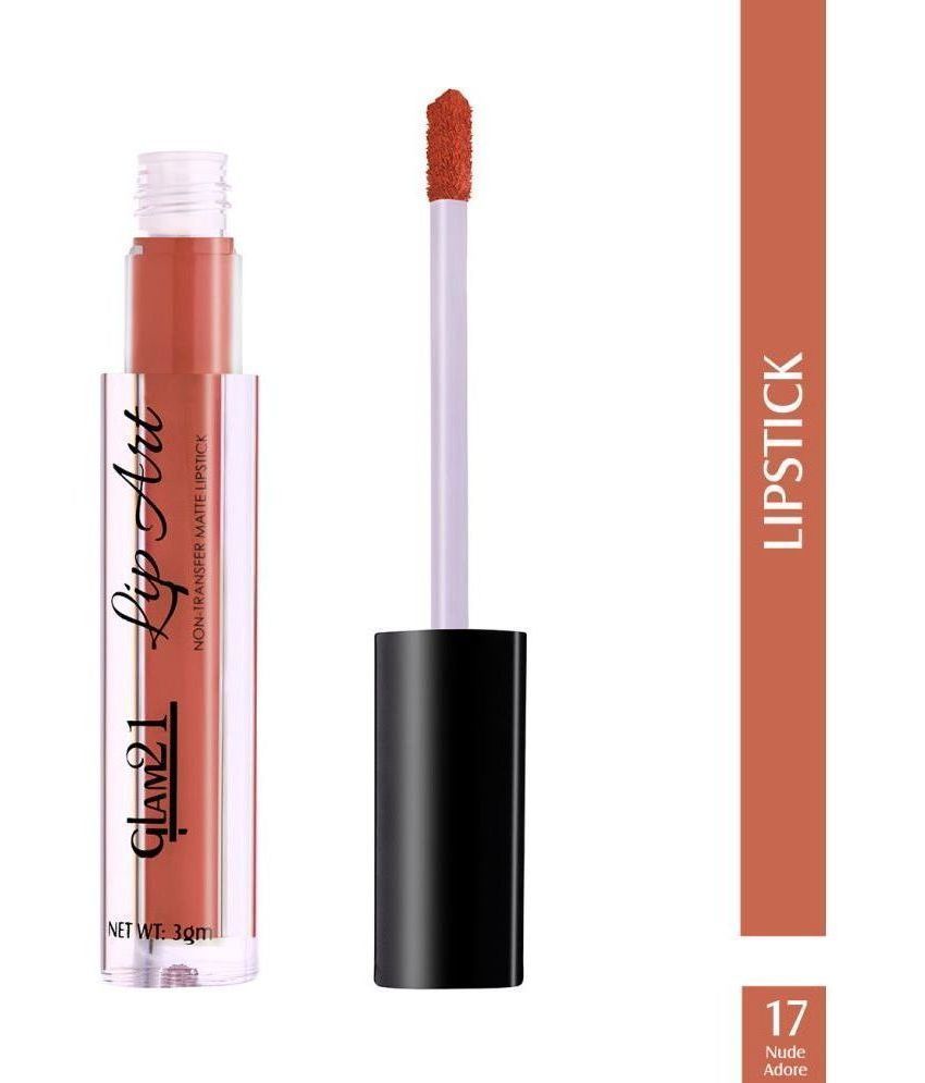     			Glam21 Lip Art Longlasting Non-Transfer Matte Liquid Lipstick Water & SmudgeProof 3gm Nude Adore-17