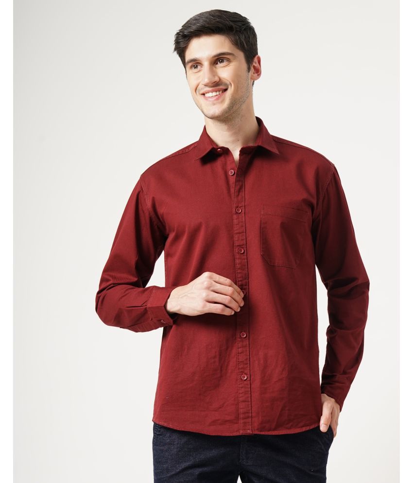     			HETIERS 100% Cotton Slim Fit Solids Full Sleeves Men's Casual Shirt - Maroon ( Pack of 1 )