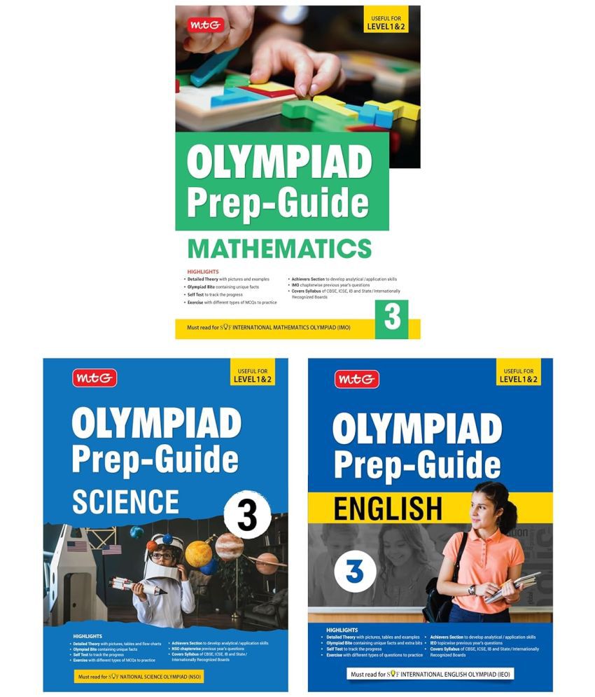     			MTG Olympiad Prep-Guide Class-3 Mathematics, Science & English (Set of 3 Books) - Detailed Theory, Self Test with IMO-NSO-IEO Chapterwise Previous Year Question Paper For SOF 2024-25 Exam