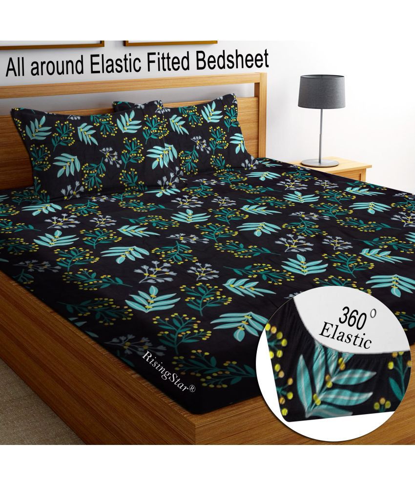     			Rising Star Microfibre Abstract Printed Fitted ( King Size ) - Black