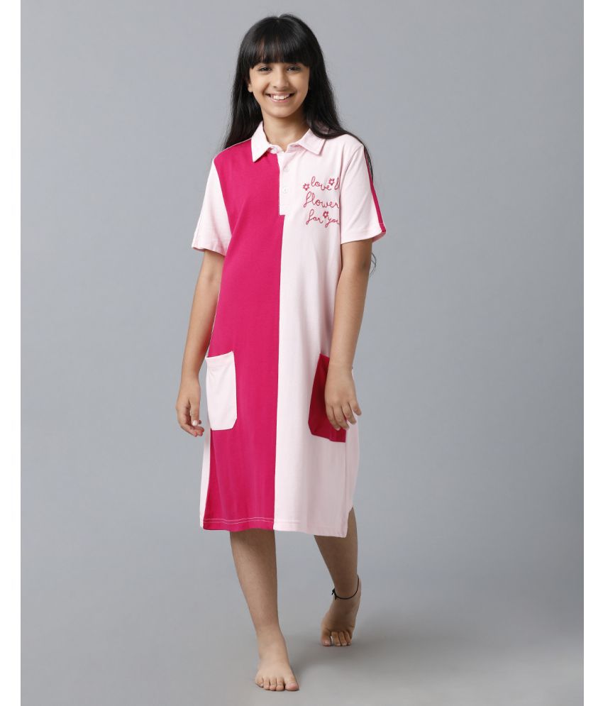     			Under Fourteen Only Pink Cotton Girls T-shirt Dress ( Pack of 1 )