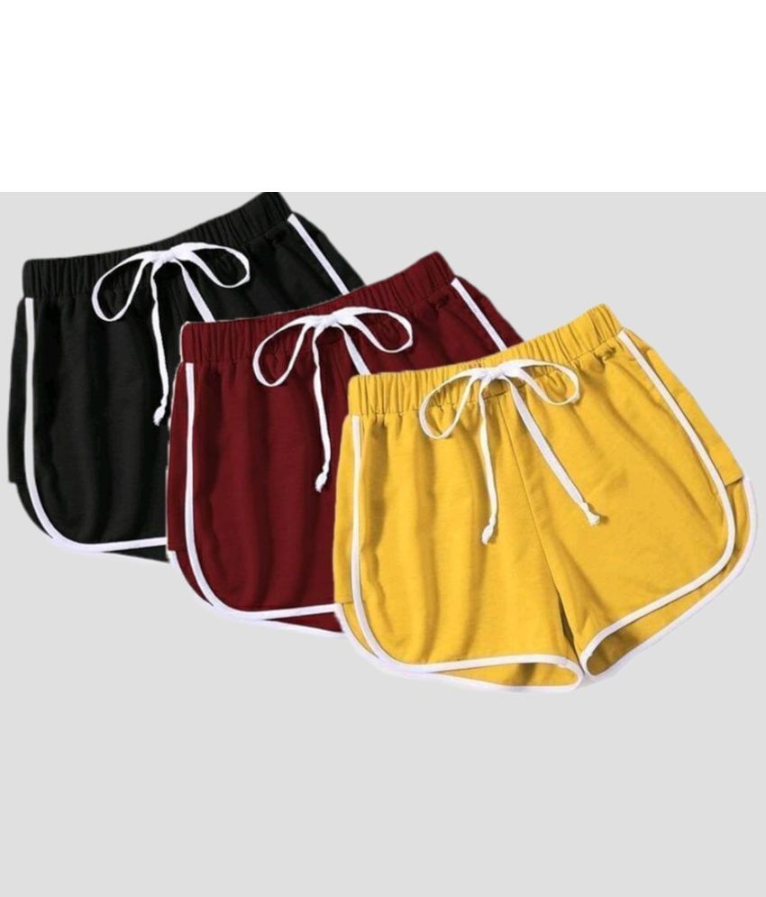     			powermerc Cotton Hot Pants - Yellow Pack of 3