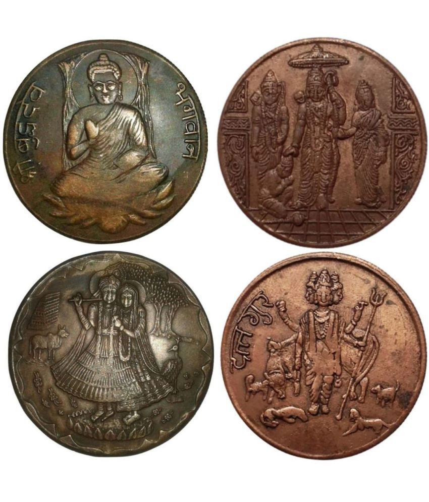     			4-Coin Combo: Ram Darbar, Lord Krishna Kanhaiya, Shree Lord Radha, Dutt Guru Ji