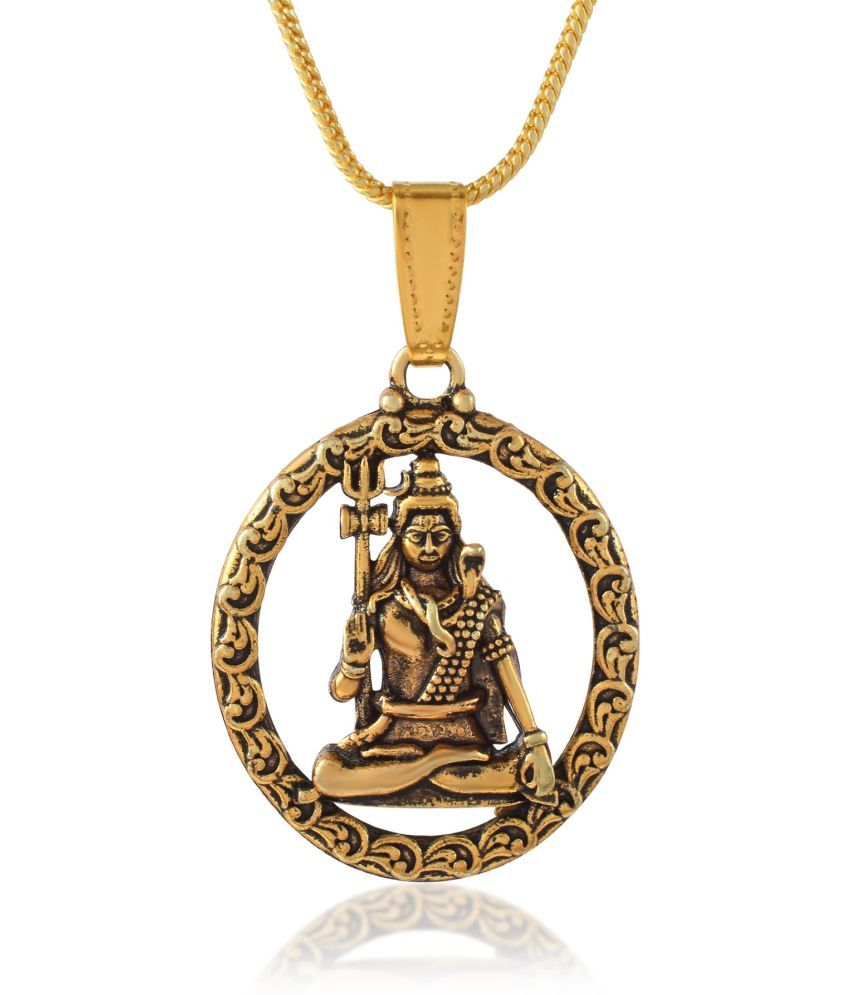     			Admier Oxidised Gold plated Shiv Shiva Mahadev Bholenath hindu chain pendant Temple jewellery Men women