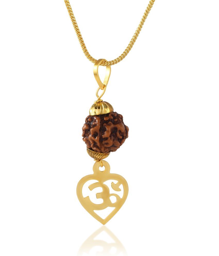     			Admier gold plated om hanging with rudraksha religious pendant for men women