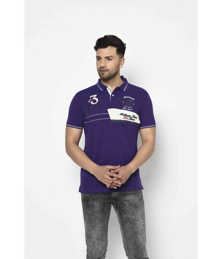     			Duke Cotton Blend Slim Fit Printed Half Sleeves Men's Polo T Shirt - Purple ( Pack of 1 )