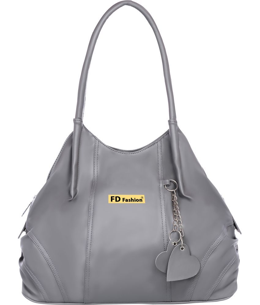     			FD Fashion Dark Grey PU Hobo Bag