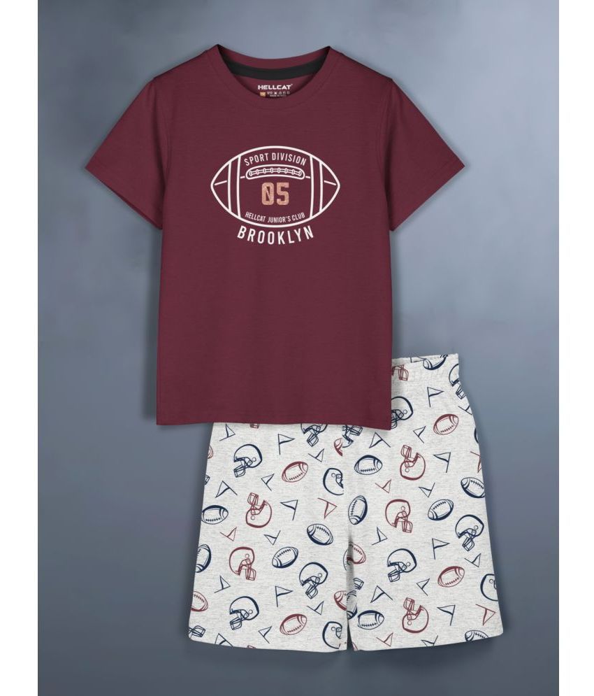     			HELLCAT Burgundy Cotton Blend Girls Top With Shorts ( Pack of 1 )
