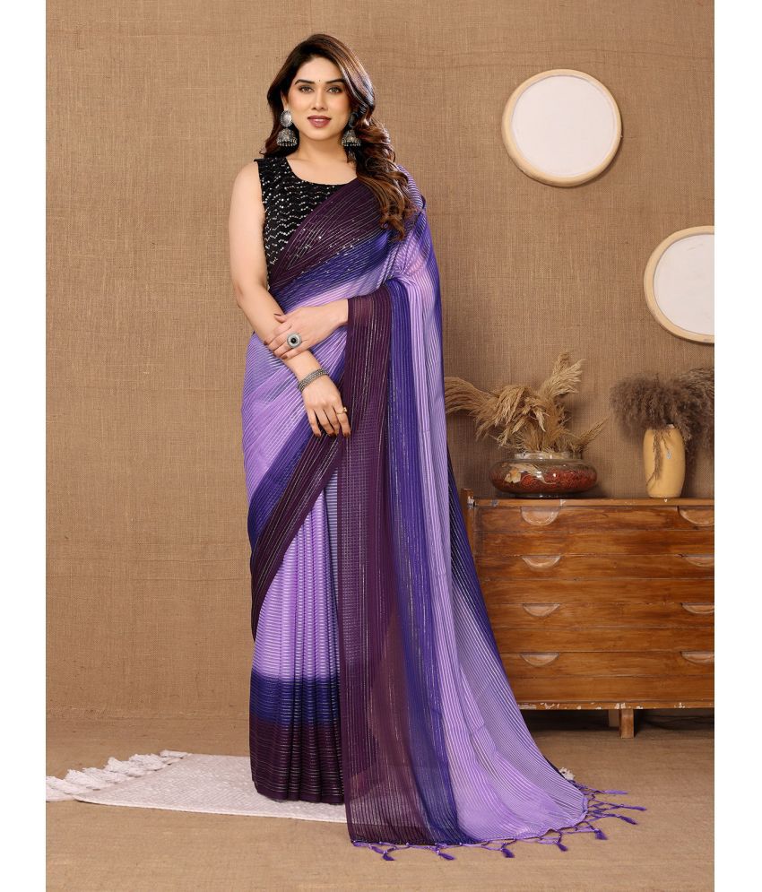     			Rangita Chiffon Self Design Saree With Blouse Piece - Purple ( Pack of 1 )