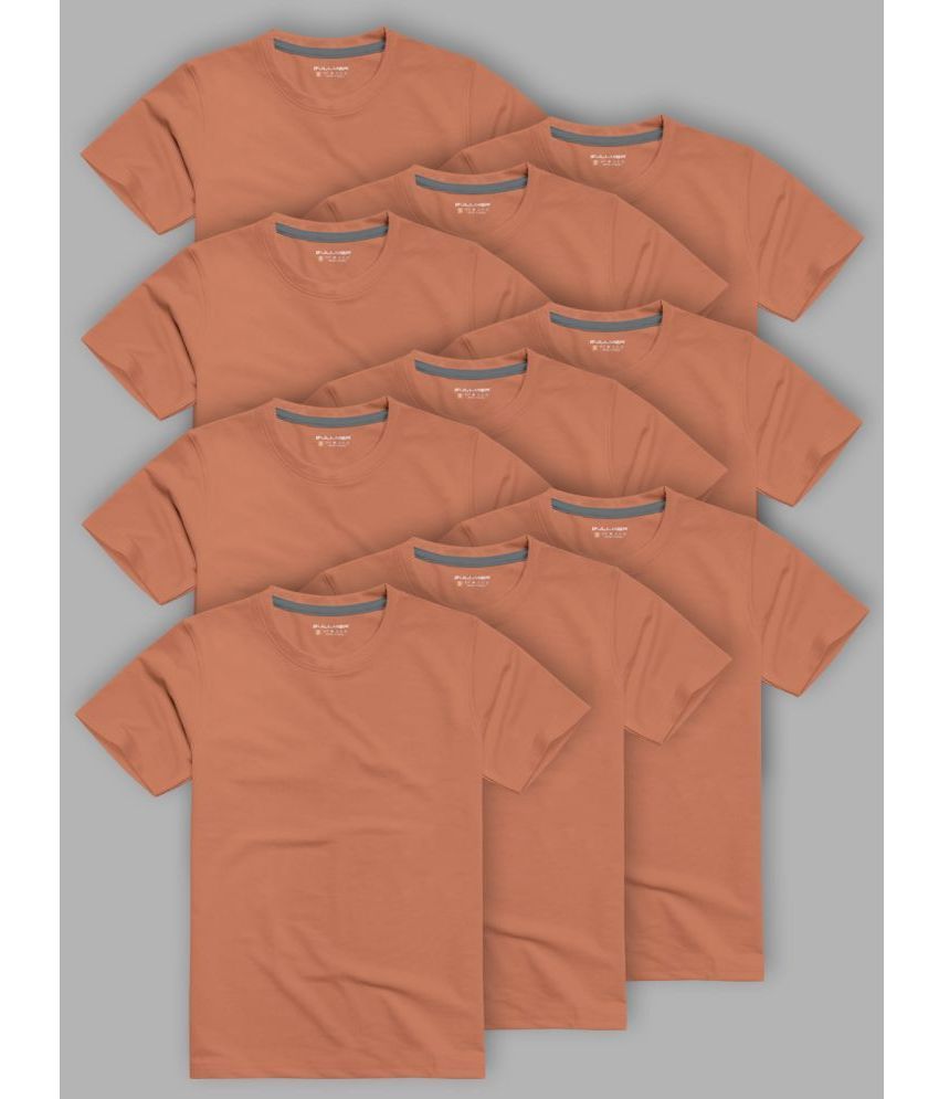     			BULLMER Cotton Blend Regular Fit Solid Half Sleeves Men's T-Shirt - Orange ( Pack of 10 )