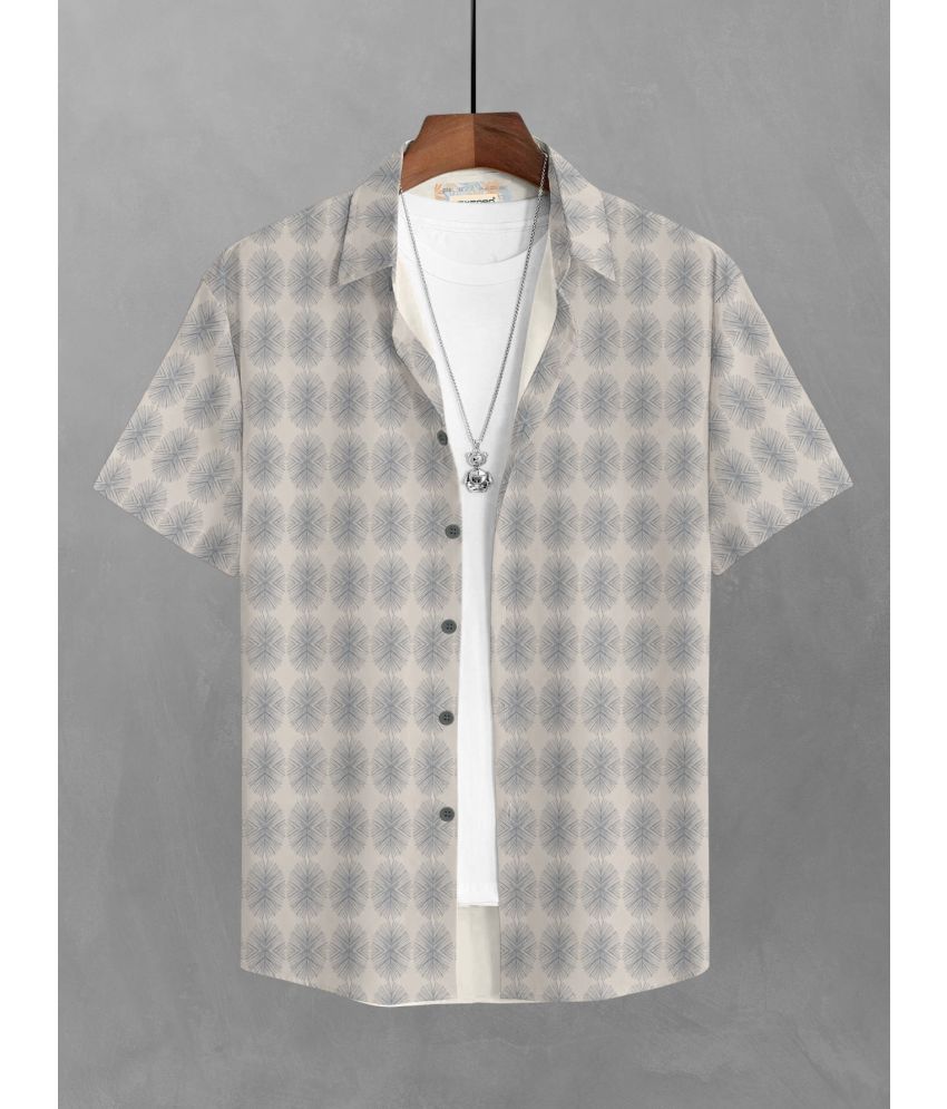     			BULLMER Cotton Blend Regular Fit Printed Half Sleeves Men's Casual Shirt - Beige ( Pack of 1 )