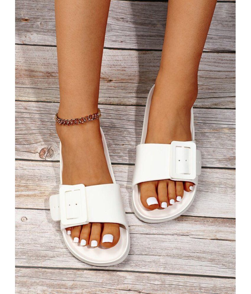     			Deals4you White Women's Slide Flip Flop