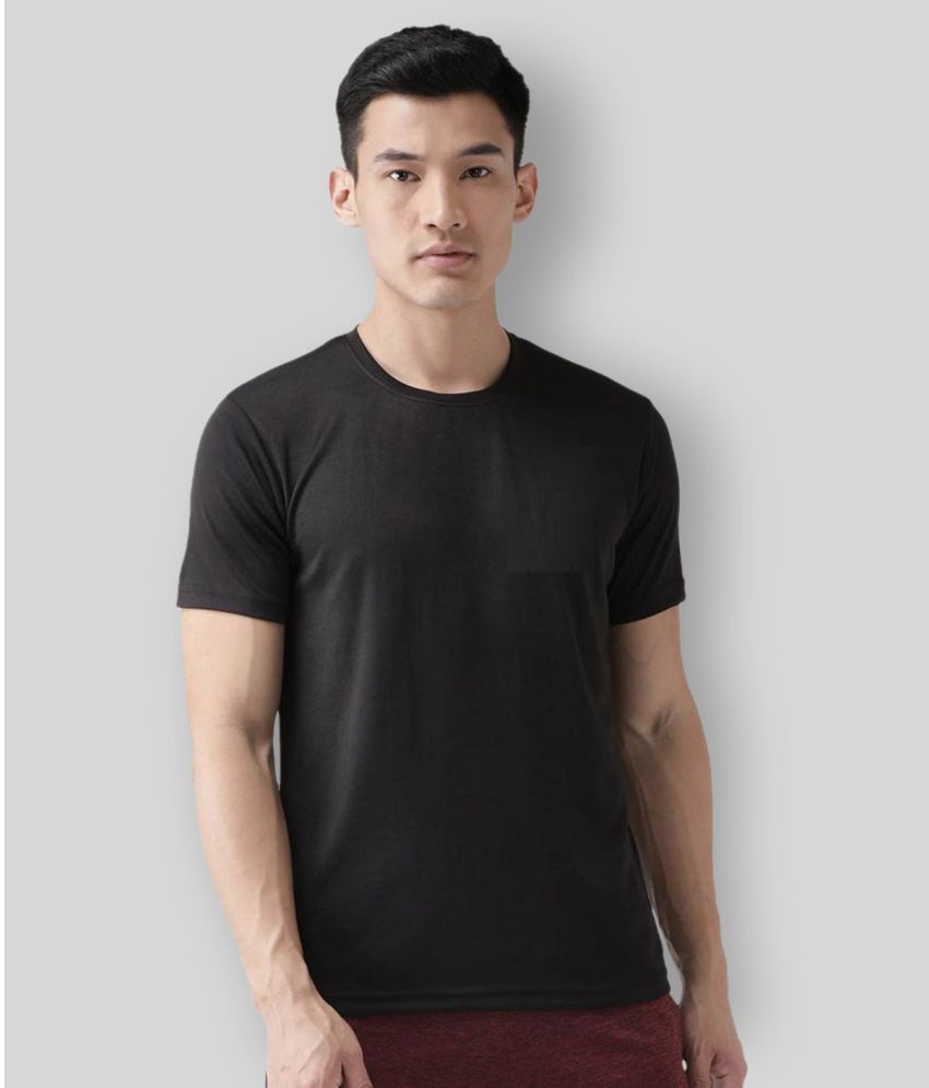     			FOKSCREW Cotton Blend Regular Fit Solid Half Sleeves Men's T-Shirt - Black ( Pack of 1 )