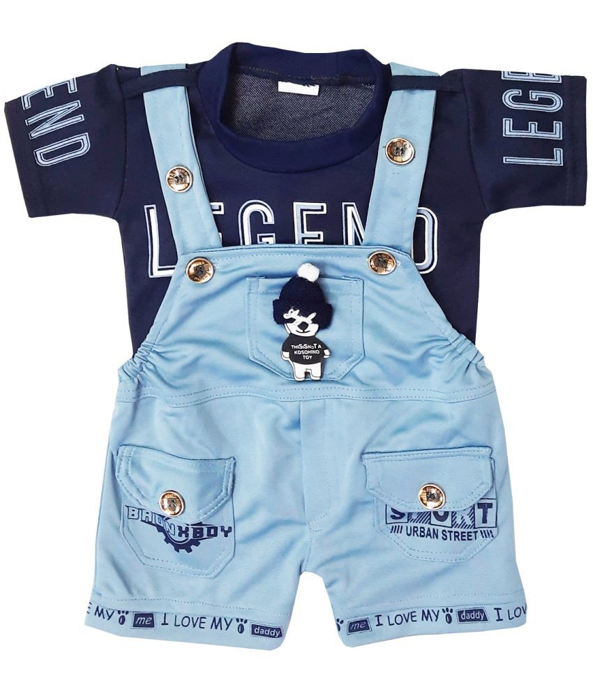     			LITTLE PANDA Blue Polyester Blend Baby Boy Dungaree Sets ( Pack of 1 )