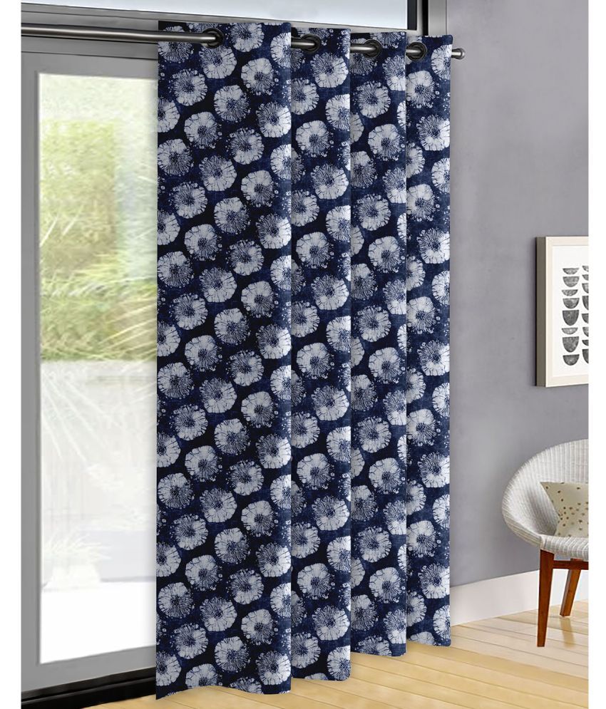     			Oasis Hometex Abstract Room Darkening Eyelet Curtain 7 ft ( Pack of 1 ) - Blue
