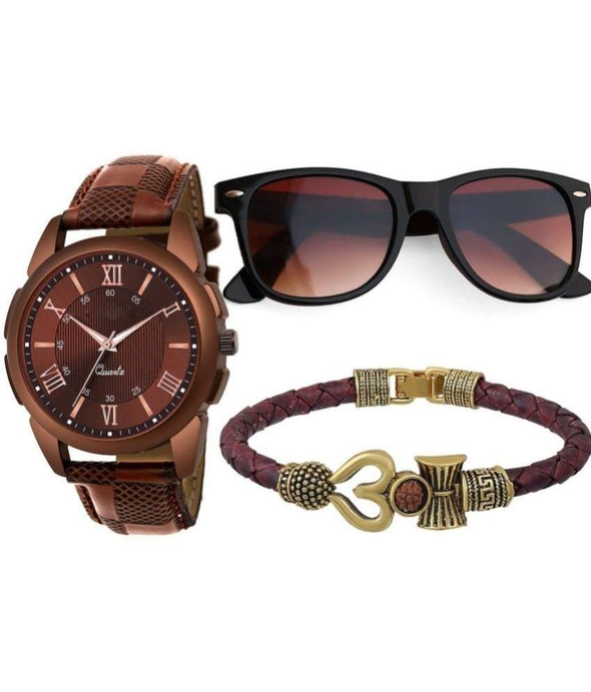     			howdy Brown PU Analog Men's Watch