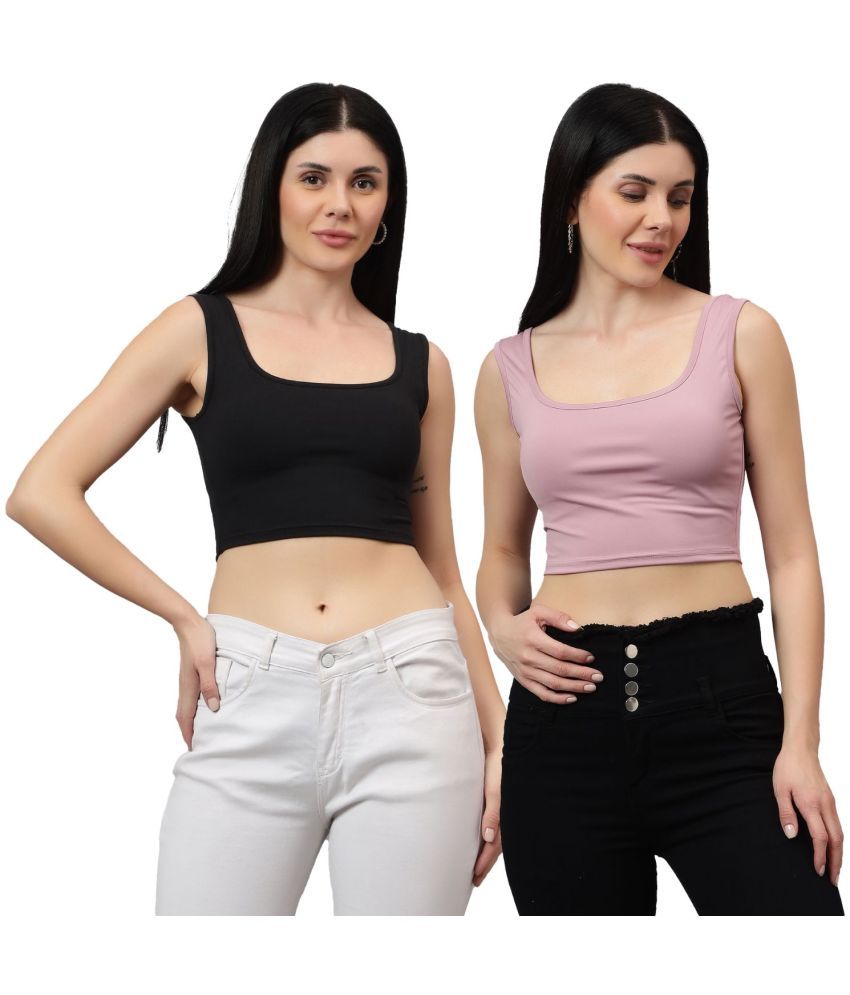     			Diaz Multi Color Linen Women's Crop Top ( Pack of 2 )