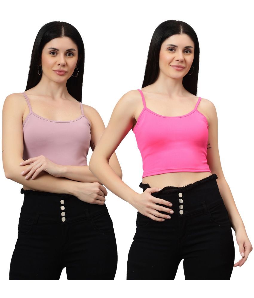     			Diaz Multi Color Linen Women's Camisole Top ( Pack of 2 )