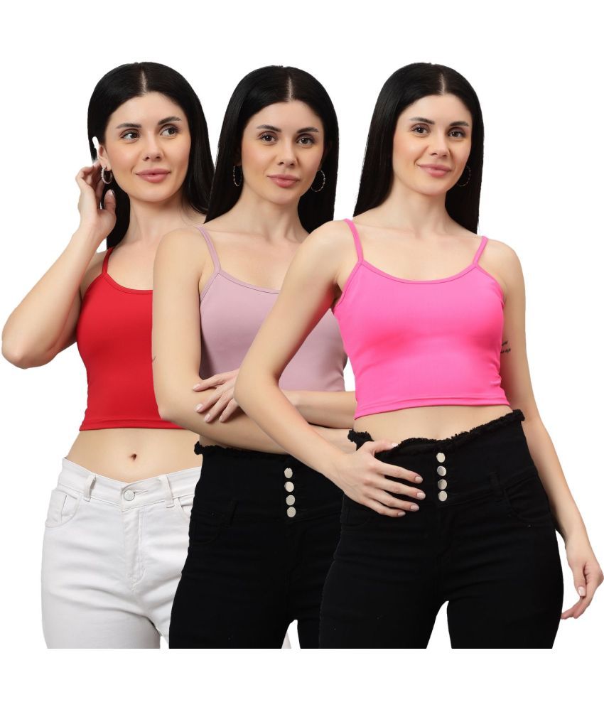     			Diaz Multi Color Linen Women's Camisole Top ( Pack of 3 )