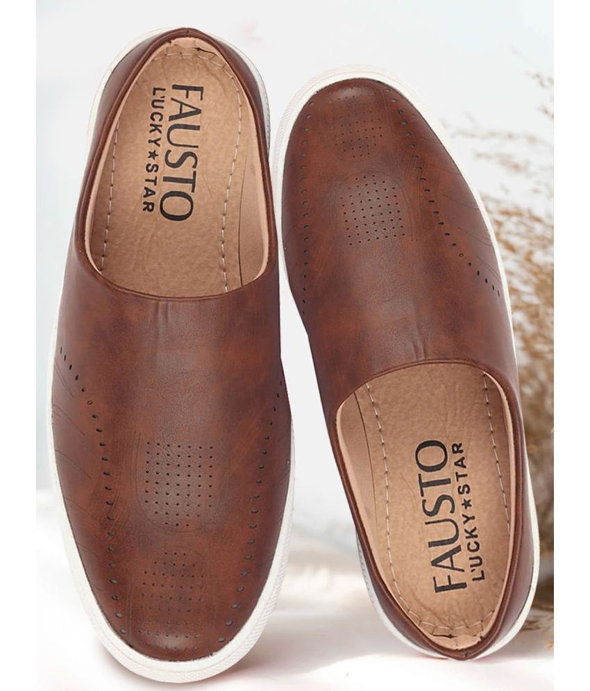     			Fausto Brown Men's Mules Shoes