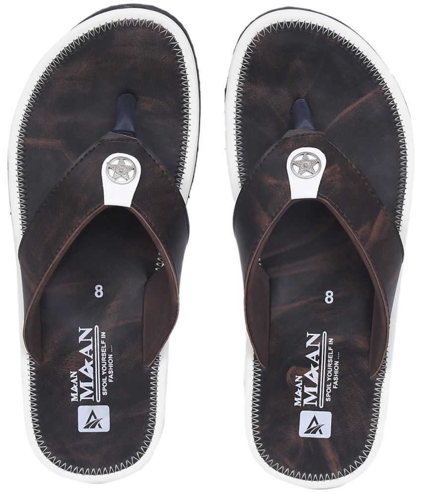     			MAAN Brown Men's Thong Flip Flop