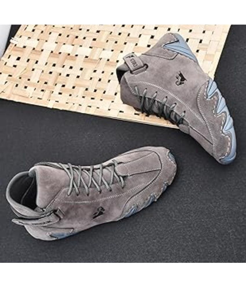     			Metmo Casual Grey Shoes Grey Men's Trekking Shoes