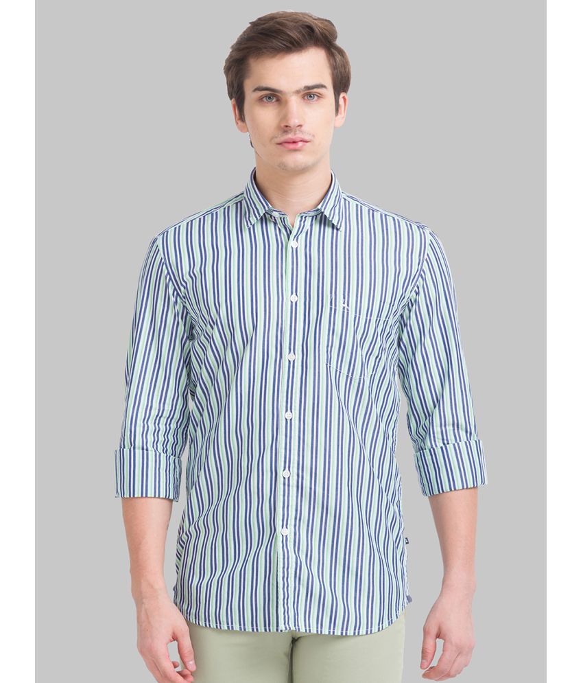     			Parx 100% Cotton Slim Fit Striped Full Sleeves Men's Casual Shirt - Green ( Pack of 1 )