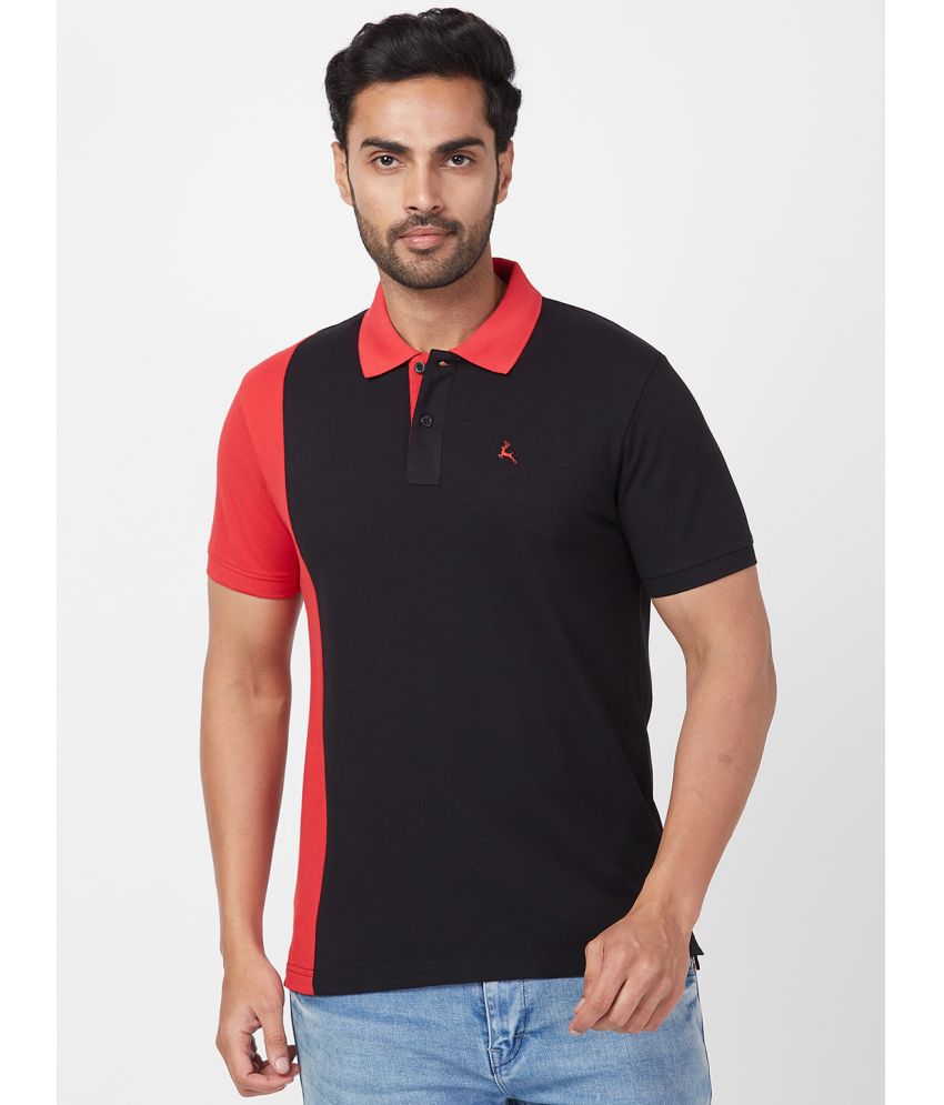     			Parx Cotton Blend Regular Fit Cut Outs Half Sleeves Men's Polo T Shirt - Black ( Pack of 1 )
