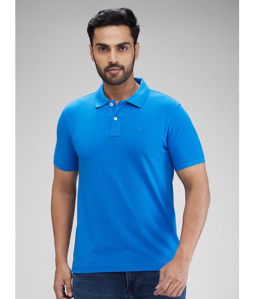     			Parx Cotton Blend Regular Fit Solid Half Sleeves Men's Polo T Shirt - Blue ( Pack of 1 )