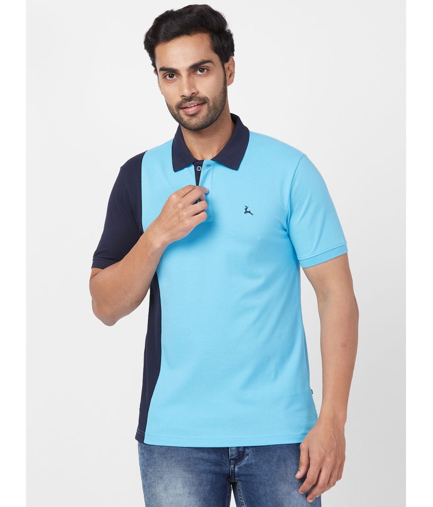     			Parx Cotton Blend Regular Fit Cut Outs Half Sleeves Men's Polo T Shirt - Blue ( Pack of 1 )