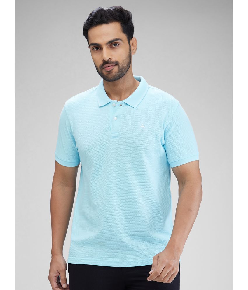     			Parx Cotton Blend Regular Fit Self Design Half Sleeves Men's Polo T Shirt - Blue ( Pack of 1 )