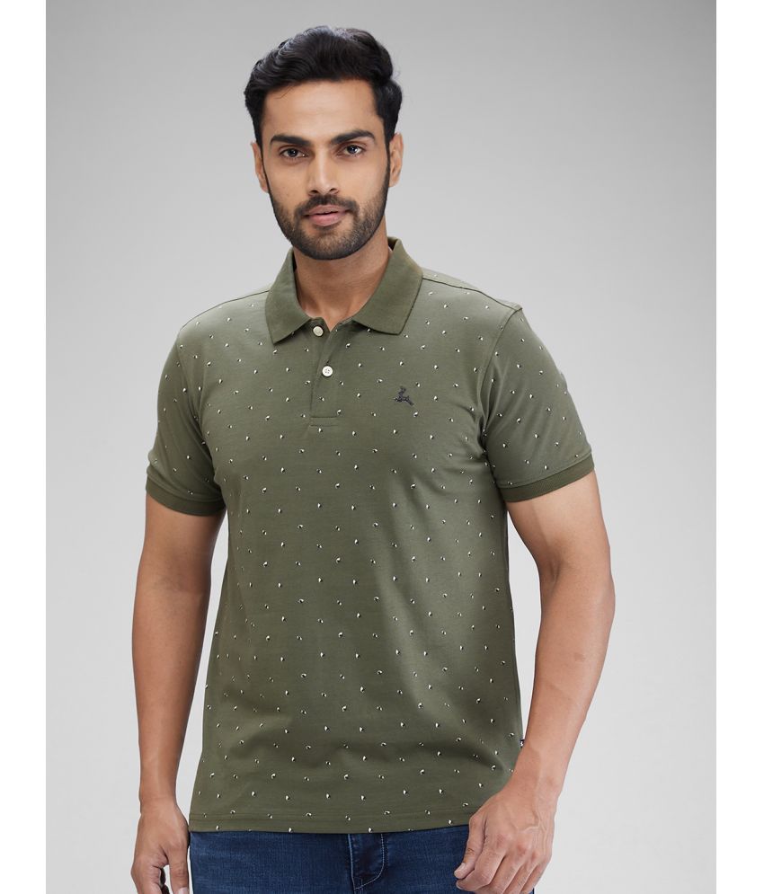     			Parx Cotton Regular Fit Printed Half Sleeves Men's Polo T Shirt - Green ( Pack of 1 )