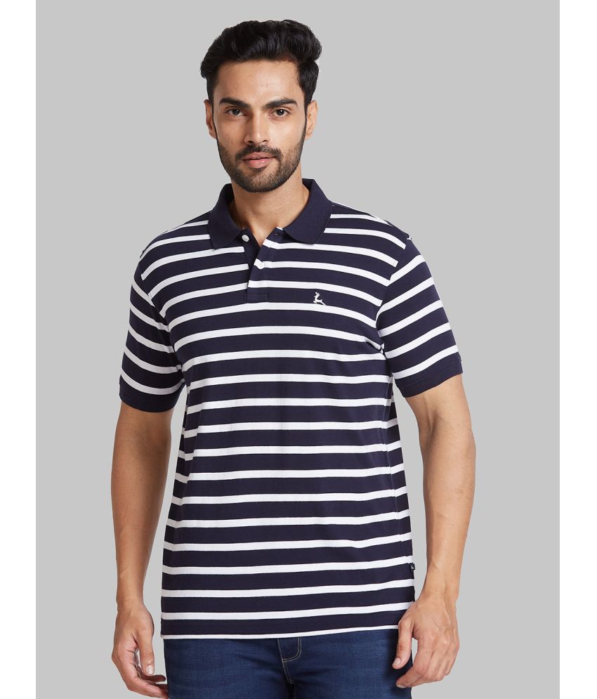     			Parx Cotton Regular Fit Self Design Half Sleeves Men's Polo T Shirt - Blue ( Pack of 1 )