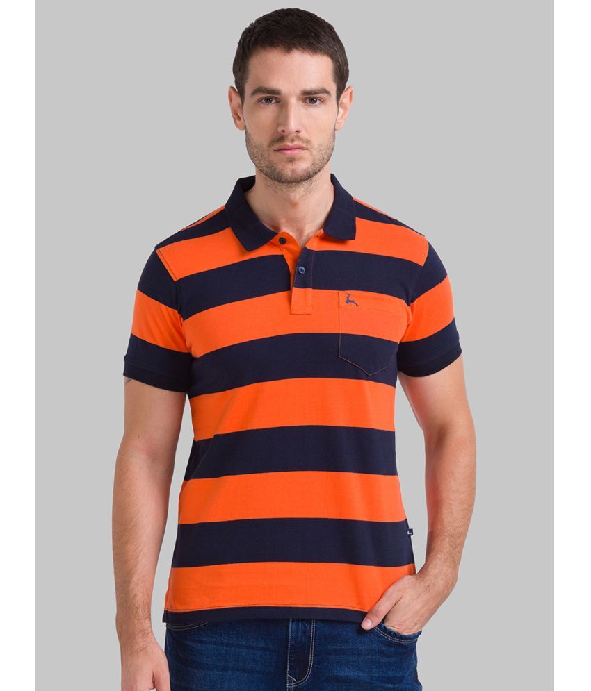     			Parx Cotton Regular Fit Self Design Half Sleeves Men's Polo T Shirt - Orange ( Pack of 1 )