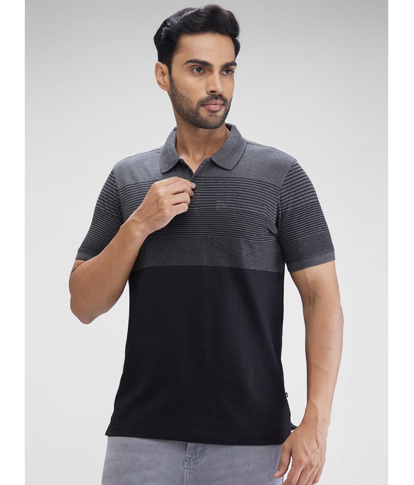     			Parx Cotton Regular Fit Self Design Half Sleeves Men's Polo T Shirt - Black ( Pack of 1 )